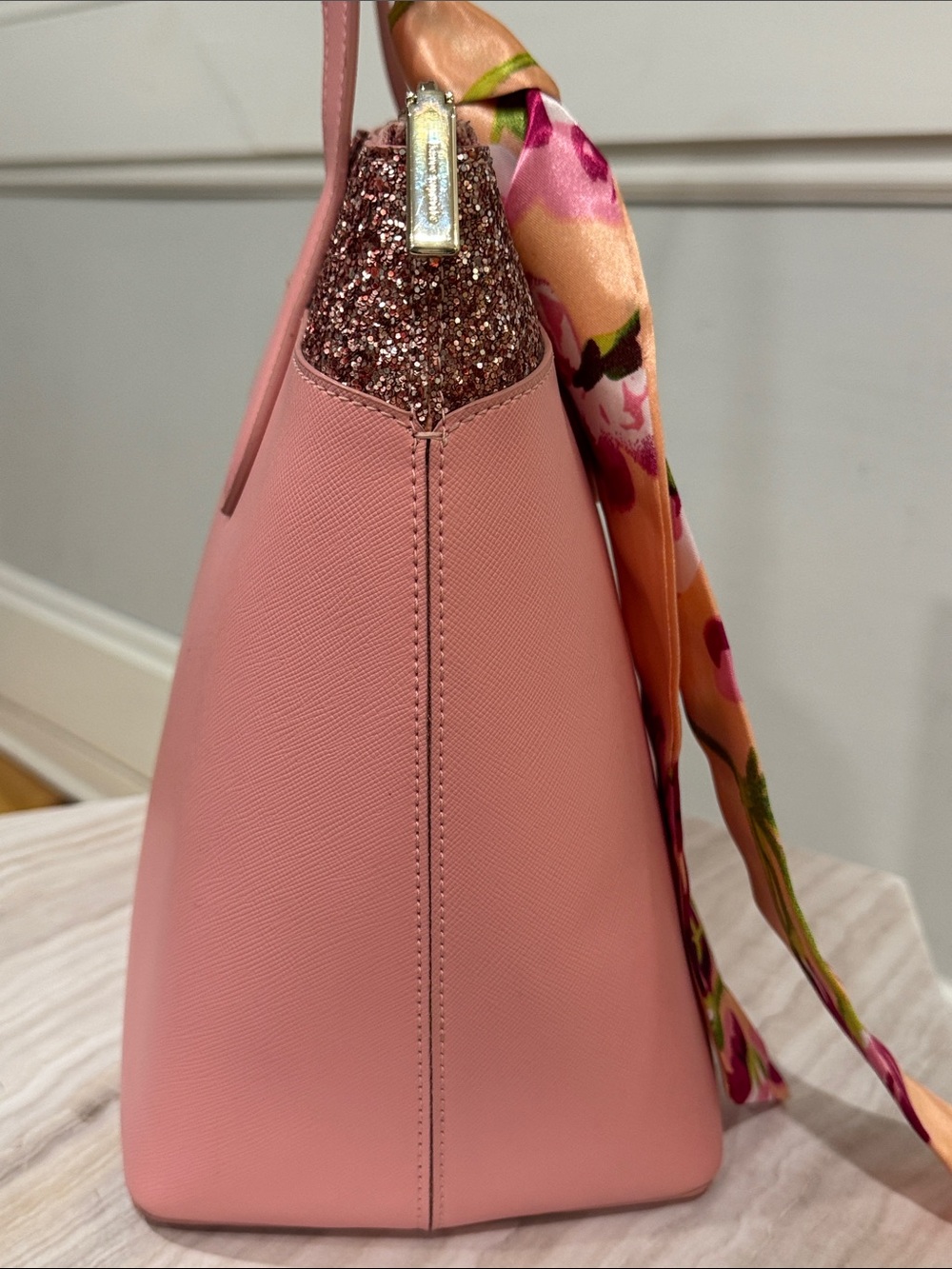Kate Spade New York Bag Flash Glitter Pink Large Glitter-Trim Tote - Picture 9 of 17